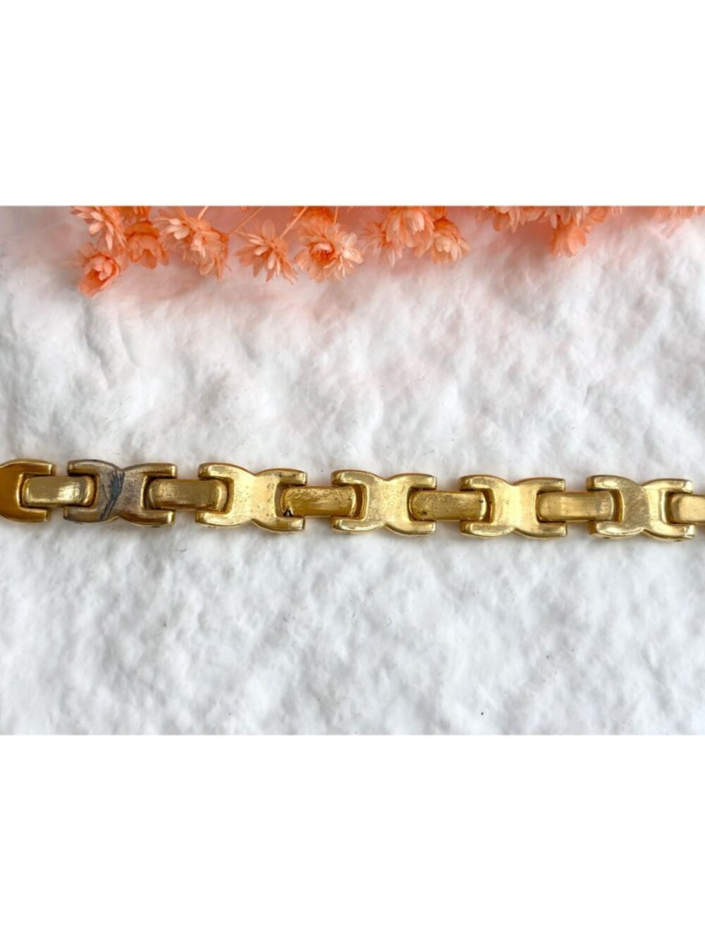 Fantasy Link Paneled Art Deco Inspired Gold Toned Chunky Vintage 80's Bracelet - Picture 6 of 13